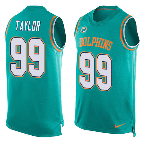 Men's Limited Jason Taylor Nike Jersey Aqua Green - #99 Player Name & Number Tank Top NFL Miami Dolphins